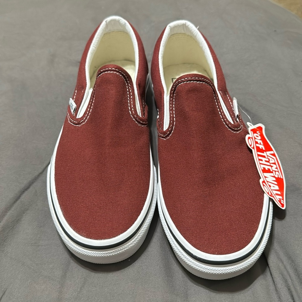 Maroon slip on vans